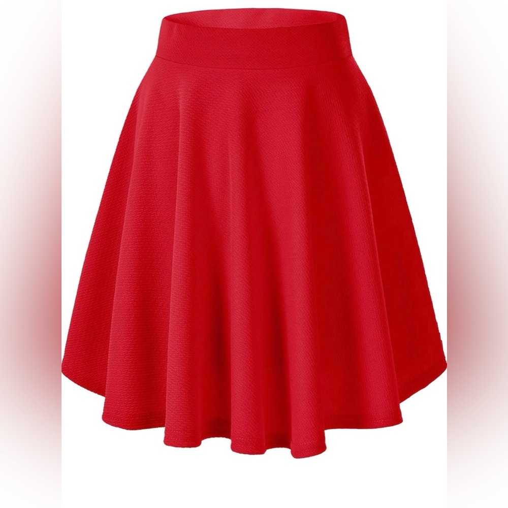 Urban CoCo Women's Red Midi Skirt Flared Casual High Waisted Skirt size medium - Picture 4 of 10